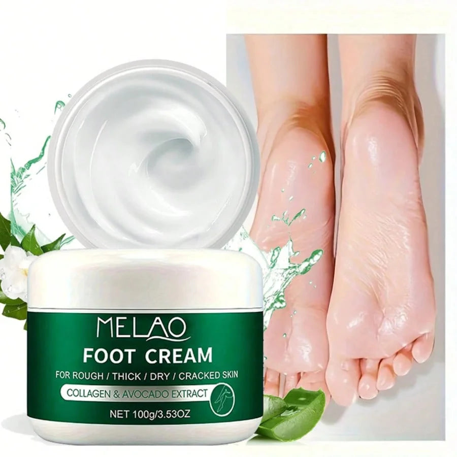 MELAO Collagen Foot Cream for Cracked Heels & Dead Skin - Avocado Extract Formula Repairs Dry Feet, Softens Rough Skin Qme
