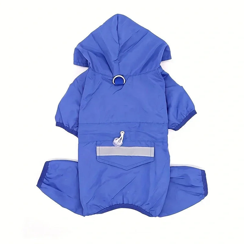 Dog Raincoat Puppy Clothes, Pet Raincoat Hooded Raincoat With D-ring For Dogs Outdoor Supplies Qme Blue L