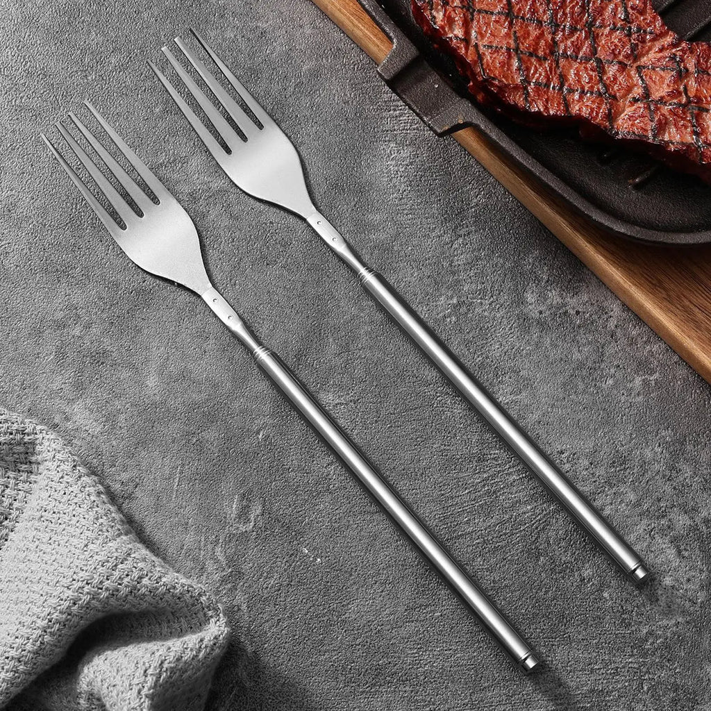 Extended Fork Stainless Steel Non-slip Long Handle Extension Camping Qme