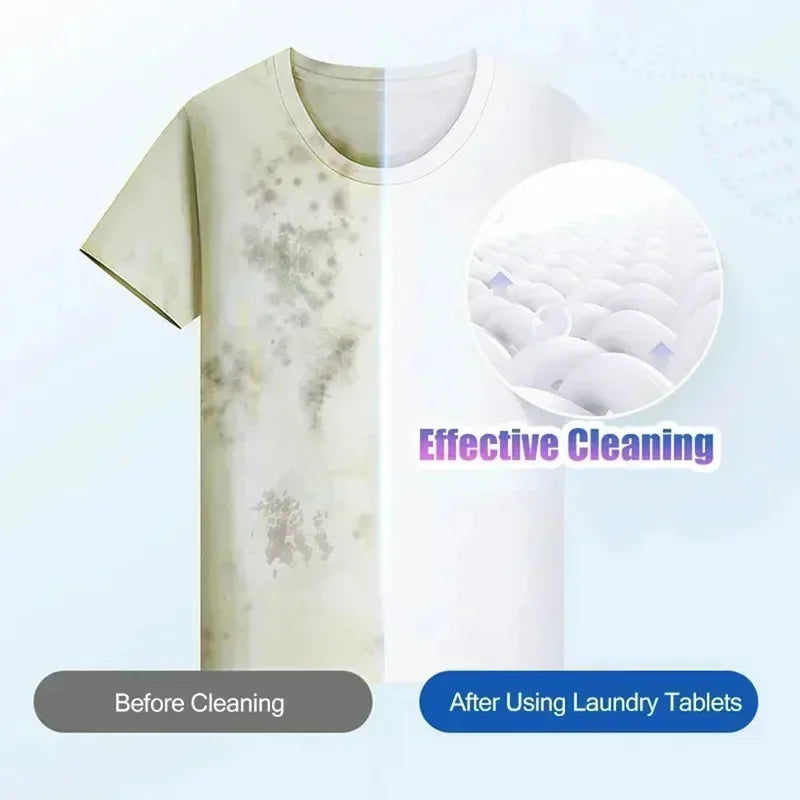 30/60/120pcs Soluble Laundry Tablets Powerful Stain Remover Laundry Soap Powder Washing Machine Cleaning Tablets Detergent Qme