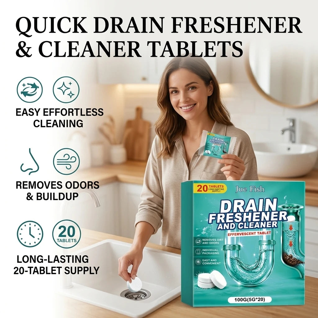 Sink Drain Cleaning Tablets Dissolving Grease & Food Residue Prevent Pipe Blockage Long-Lasting Fresh Fragrance Pipe Maintenance Qme