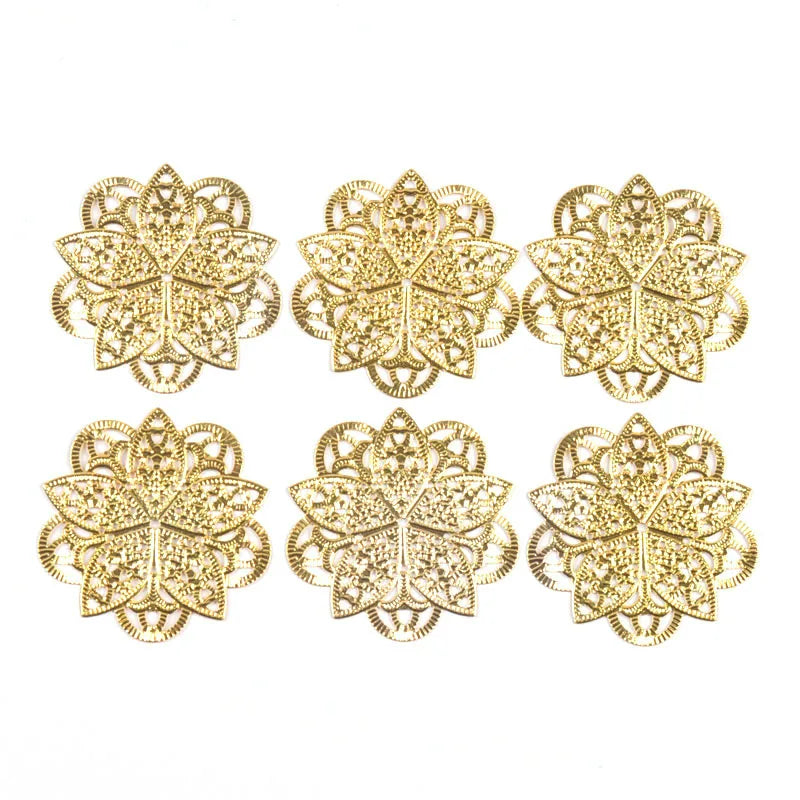 3Colors Flowers Filigree Wraps Connectors For Making DIY Jewelry Accessories Findings Scrapbook Home Decor Metal Crafts Supplies Qme Gold