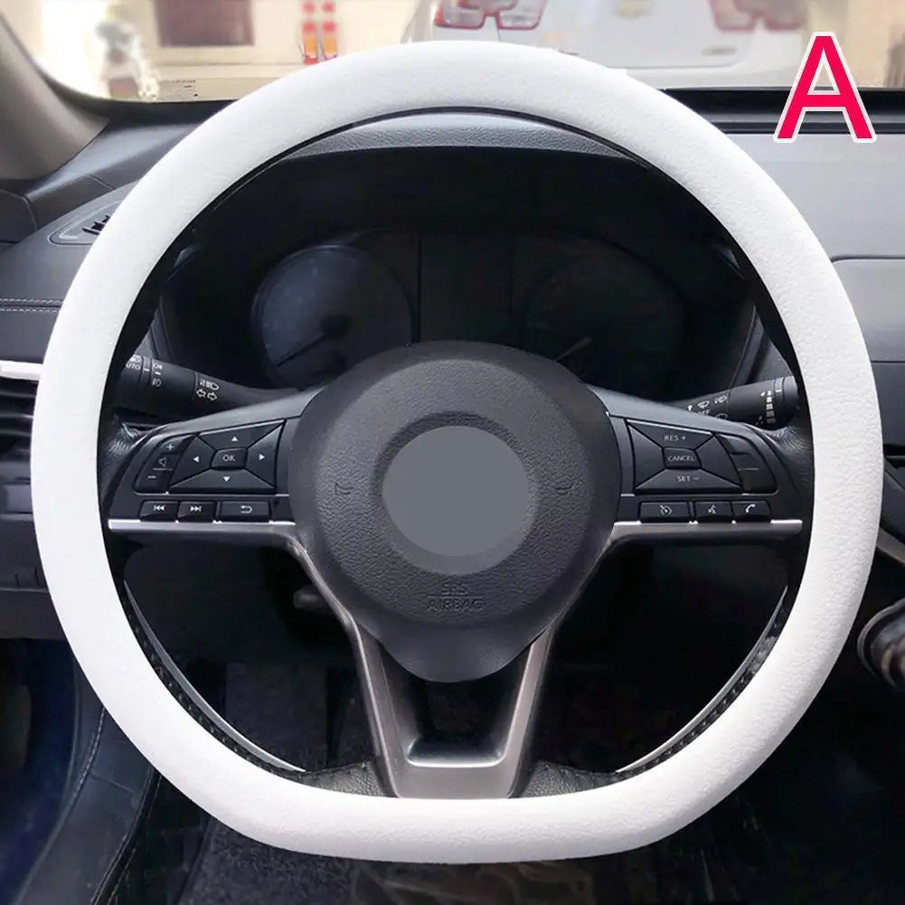 19 Color Car Silicone Steering Wheel Cover For Summer Fashion Sweat Absorbent Non-slip Handle Cover General DIY Parts Qme WHITE