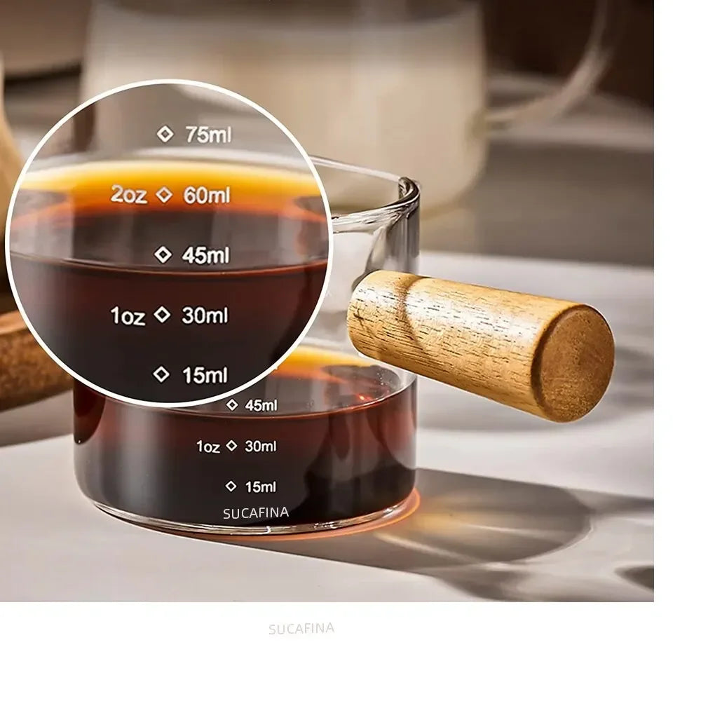 Heat-resisting Glass Espresso Measuring Cup Double Single Mouth Milk Qme