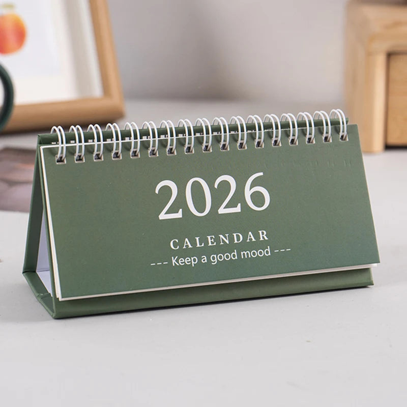 2026 Mini Desk Calendar Desktop Notepad Ornament Cute Simple Calendar,Christmas New Year Gift, Daily Planner Table Calendar Qme Green Long Style