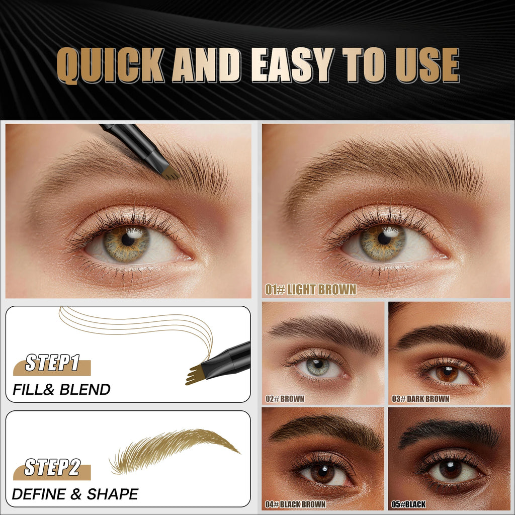 4 Points Eyebrow Pen 5 Colors Liquid Brow Pencil Dark Brown Microblading Eyebrow Pencil Waterproof Eyebrow Tattoo Pen Cosmetics Qme