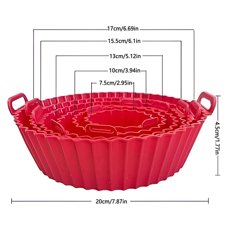 Air Fryer Tray Oven Baking Tray Fried Basket Mat Air Fryer Silicone Pot Replacement Grill Pan Bakeware Pizza Pan Qme
