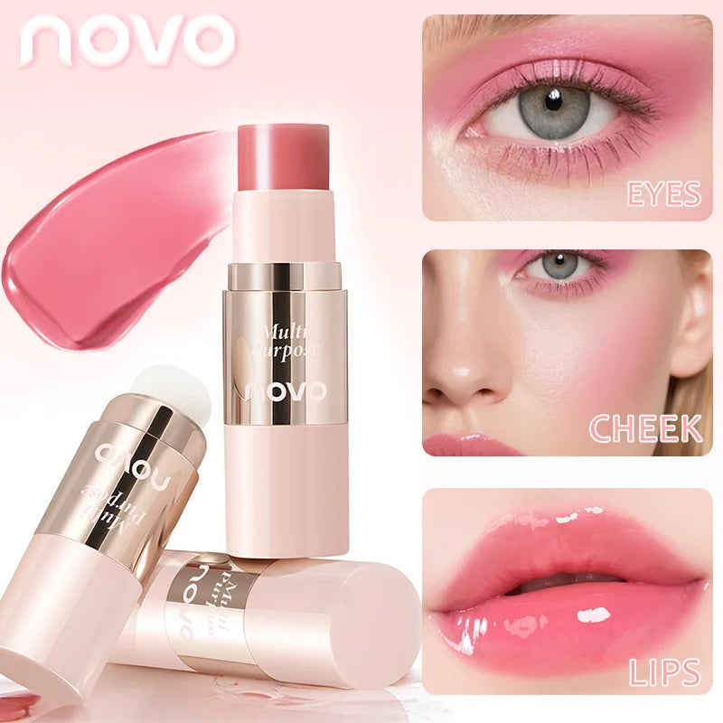 Multi-Use Cream Blush Stick For Eyes, Lips & Cheek, Nourishes & Moisturizes, Long-Wearing Blendable, Waterproof, Smooth Texture Qme
