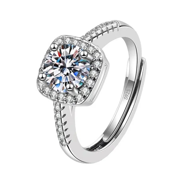 Shining 925 Sterling Silver Color Rings With Big Cubic Zirconia Stone For Women Bridal Wedding Engagement Accessory Anel Jewelry Qme