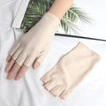 1 Pair Black Summer Half Fingers Gloves Breathable Thin Semi-finger Qme Champagne
