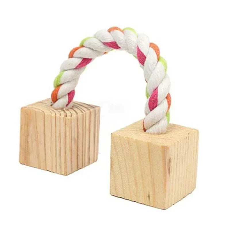 Natural Wood Chew Toys Rodents Rabbit-shaped Roller Bell Guinea Pig Qme 08 S