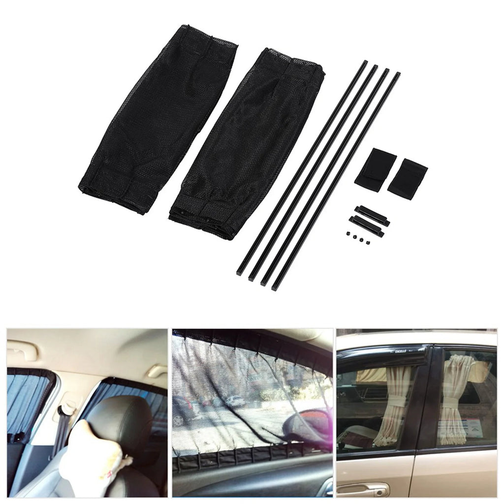 Car Window Sun Shade Foldable Sunshade 2 x 50s Car Sun Shade Window Curtain Adjustable SunShade Drape Visor Valance Curtain Qme