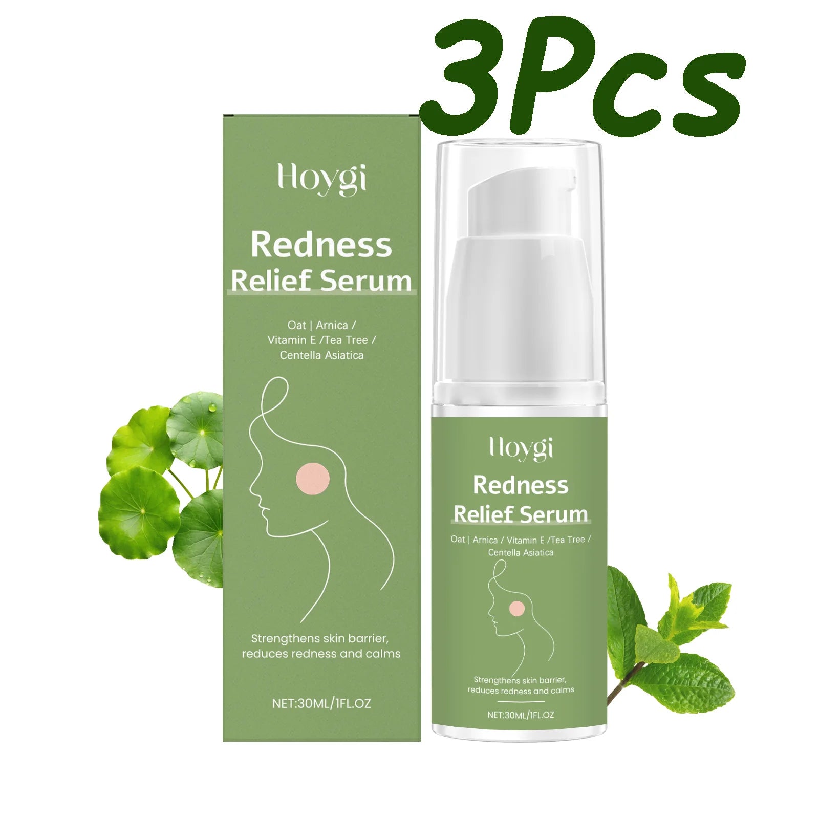 Centella Serum for Acne-Prone Skin Pore Shrinking Hydrating Smoothing Brightening Nourishing Redness Relief Serum Facial Care Qme 3 x 30ml Boxed