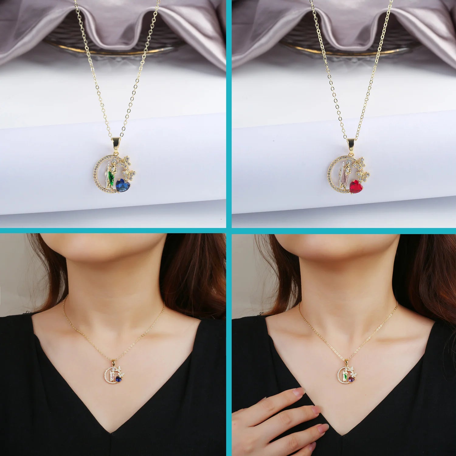 INS Hot Sale Shiny Zirconia St. Jude Pendant Necklace Fashion Woman Religious Jewelry Choker Exquisite for Party Jewelry Gift Qme
