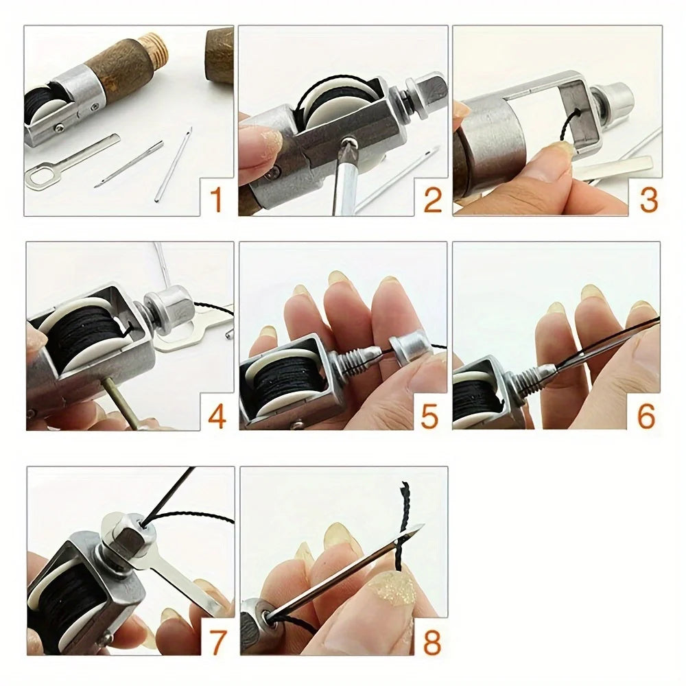 1 set of leather sewing cone kit, portable manual sewing machine, leather hand seamer, quick sewing machine sewing tool Qme