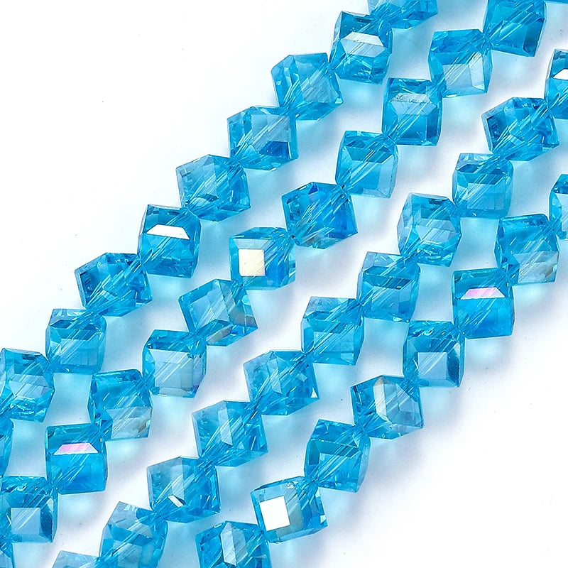 4-8mm Cube Crystal Glass Beads for Jewelry Making Faceted Square Crystal Glass Beads for Bracelet Earring Necklace DIY Craft Qme Color 13 6mm-78pcs