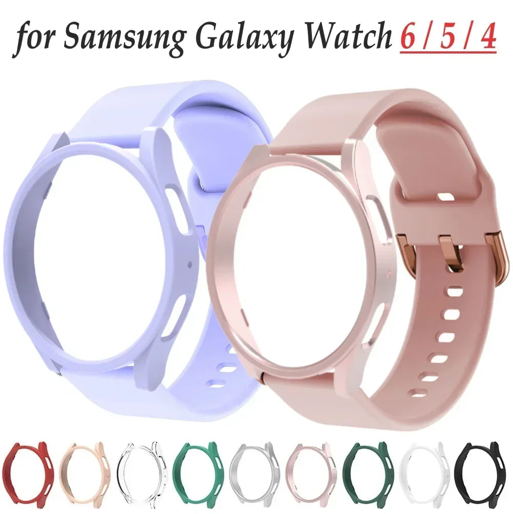 Strap+Case for Samsung Galaxy Watch 6/5/4 40mm 44mm PC Hollow Bumper for Galaxy Watch 4/6 Classic 42mm 46mm 43mm 47mm Band+Cover Qme