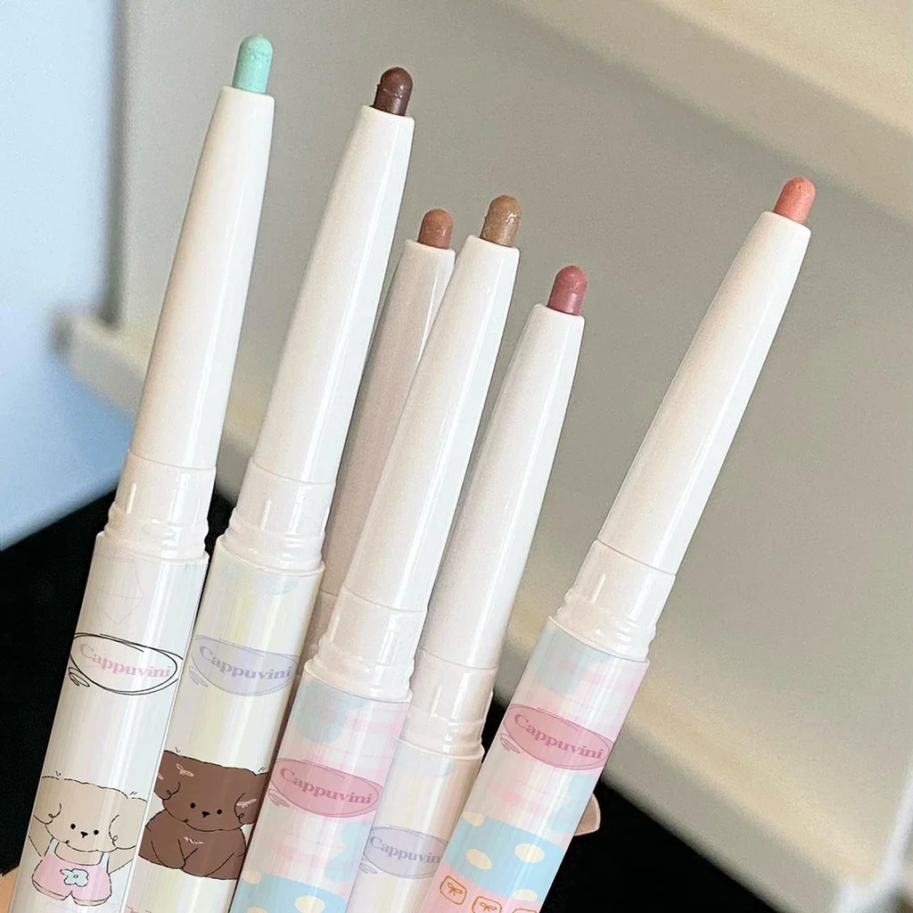 Double-head Milk Green Eyeliner Shadow Pencil Waterproof Lasting Ultra-thin Shimmer Matte Colorful Eyeliner Gel Pen With Brush Qme