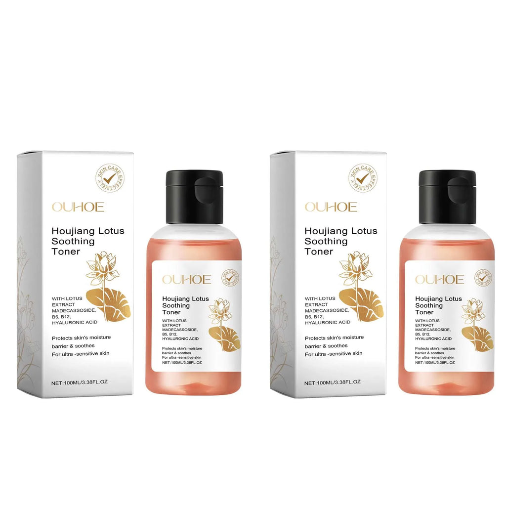 Lotus Facial Toner Soothing Moisturizing Smoothing Brightening Firming Skin Care for Sensitive Skin Pore Refining Essence Toner Qme 2 x 100ml Boxed