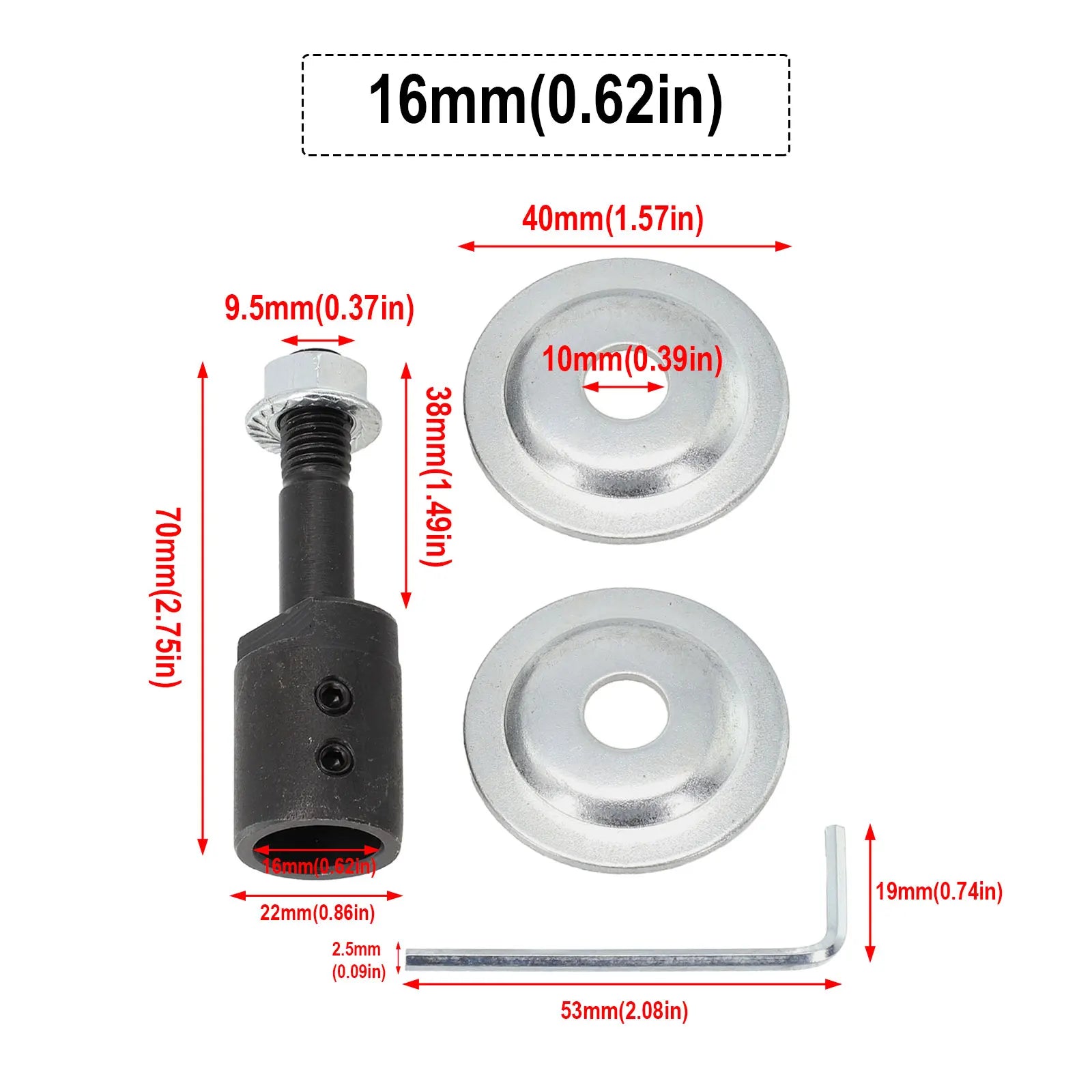1 Pc Spindle Adapter Motor Shaft Coupler Extender Sleeve Spindle Couple Chuck Adapter Converter Bench Grinder Extension Rod Qme 16MM