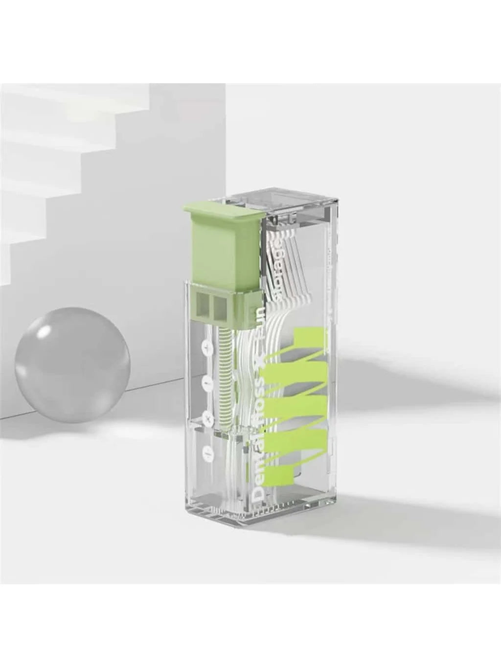 Portable Decompression Tool Automatic Dental Floss Box Stick Picking Qme green
