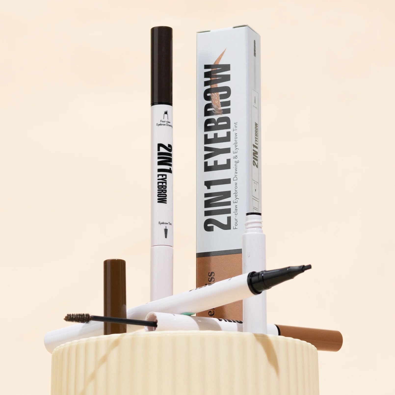 Waterproof Eyebrow Pen 2-in-1 Eyebrow Pencil And Tint Microblading Eyebrow Pencil with 4 Split Head for Perfect Brows Qme