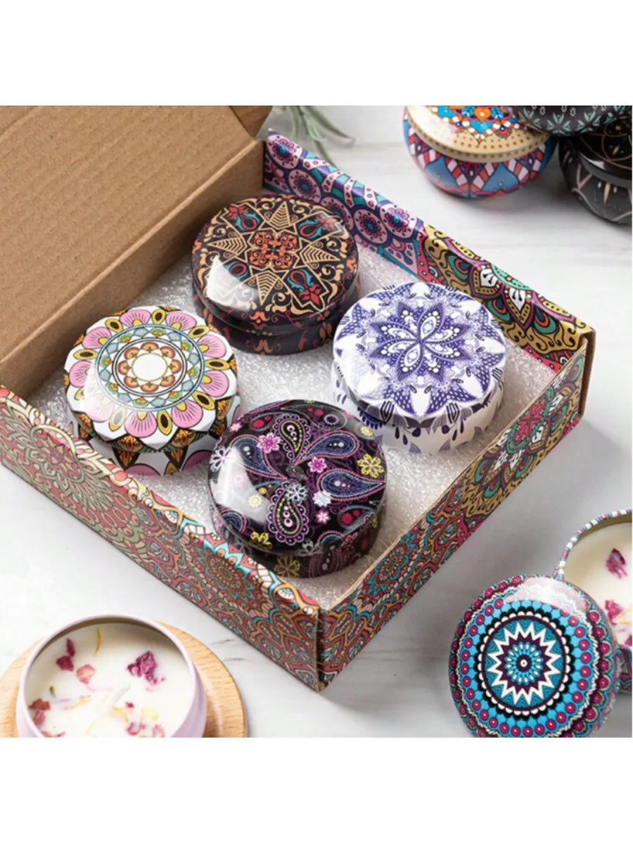4 Cans Melt Wax Aromatherapy Homemade Soy Candle Cup Flower Candles