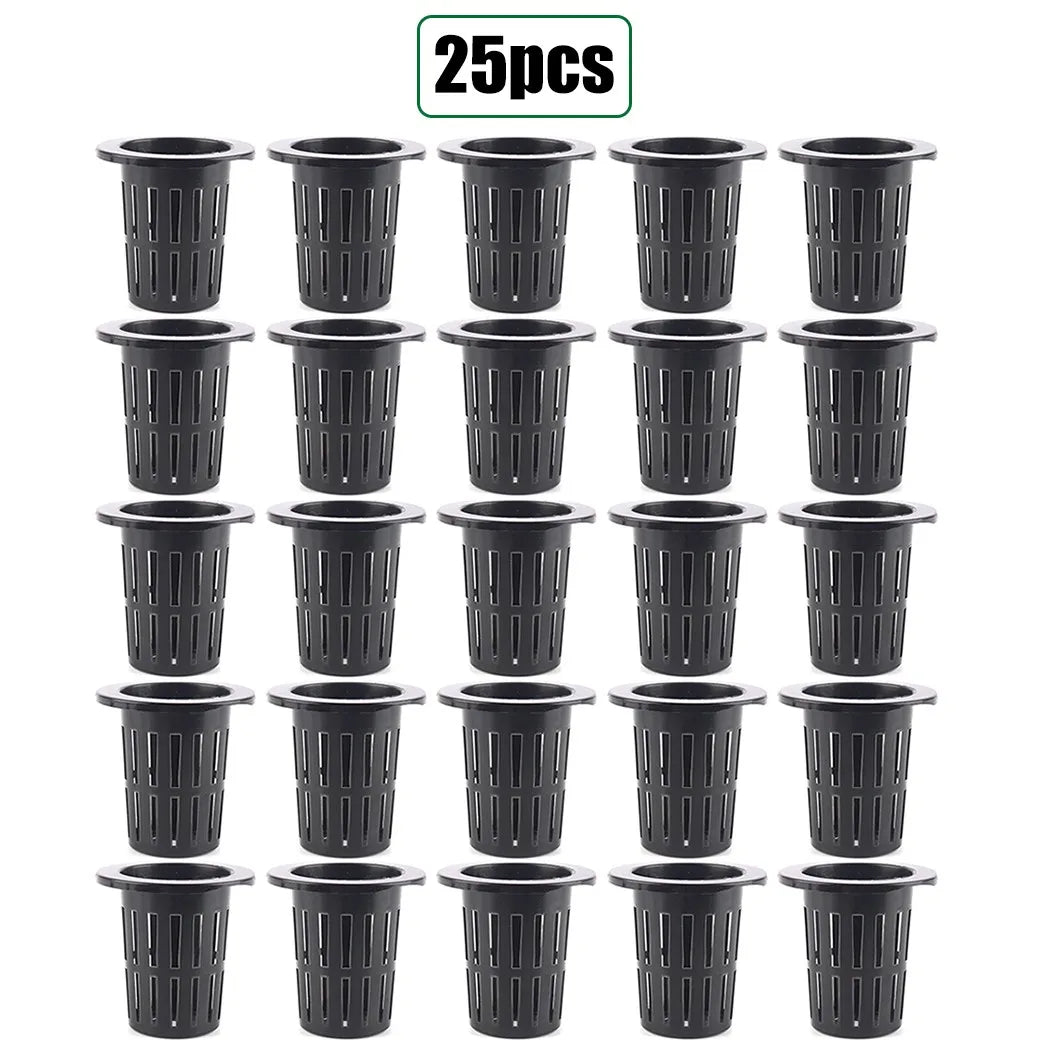 25PCS Hydroponic Pot Net Cup Hydroponic Soilless Mesh Net Basket Plant Veg Grow Nursery Cup Pot Garden Plant Basket Qme