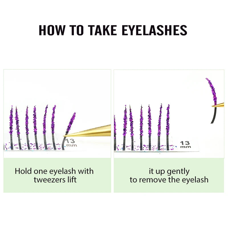 NATUHANA Glitter Shiny Colorful False Eyelash Extension DIY Mix Qme