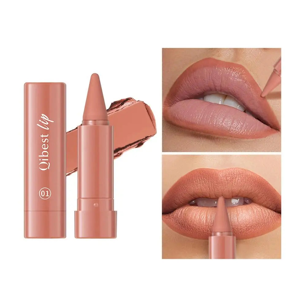 Twist Up Gradient Matte Lipstick Crayon Lip Liner Pencil Women Long Qme 01