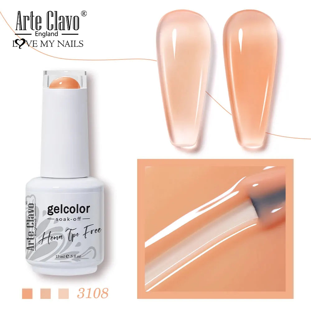 Arte Clavo Jelly Series Semi-transparent Light Pink Peach Gel Nail Qme 3108
