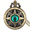 Y2K Cartoon Anime Round Pointer Quartz Watch Vintage Rhinestone Cosplay Necklace Chain Watch For Women Men Collector Gift Qme Green