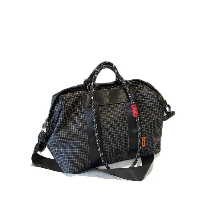 Adventure-ready Gym Travel Bag Waterproof Nylon Grid Duffel Dry Wet Qme