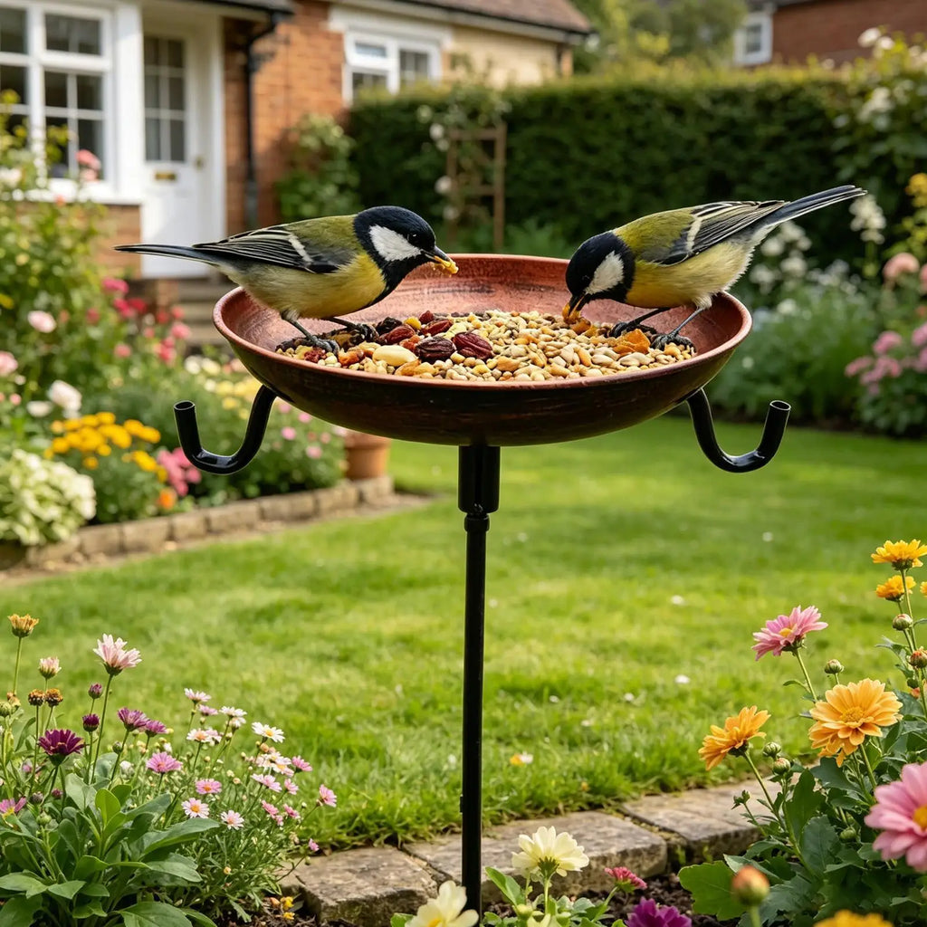 Metal Bird Bath Vintage Metal Feeder Outdoor Bird Bath Water Bowl For Garden Yard Patio Pathway Lawn Ground Park Hummingbird Qme