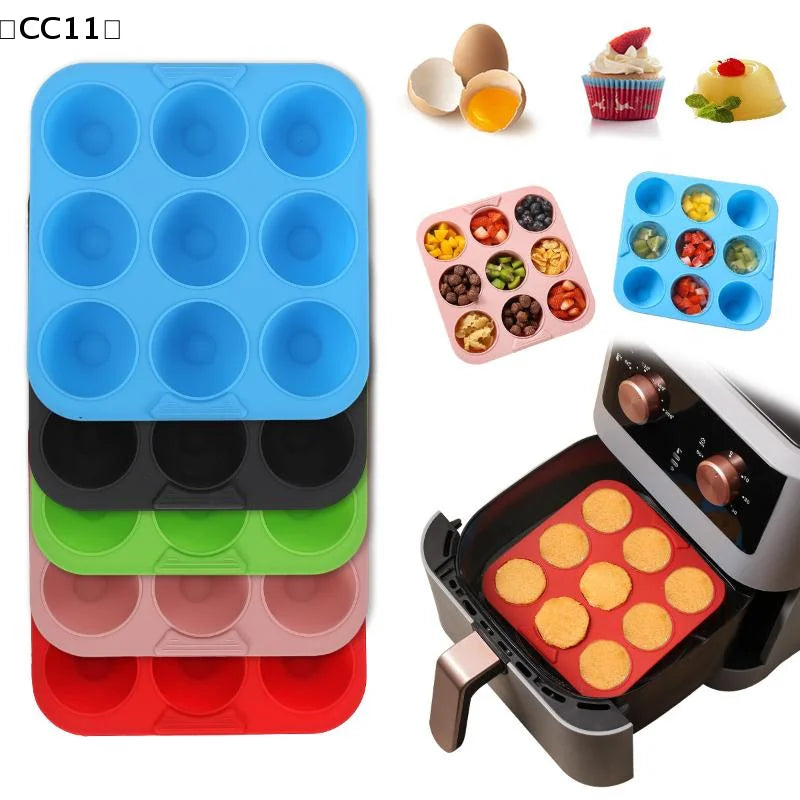 Muffin Cupcake Silicone Mold Square 9 Holes Cupcakes Non Stick Soap Qme