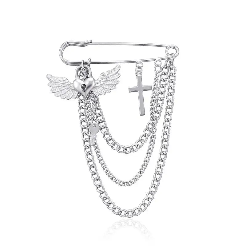 New Multi-Functional Chain Tassel Brooches Handmade Adjustable Clothes Accessory Detachable Beaded Chain Pin Women Qme B