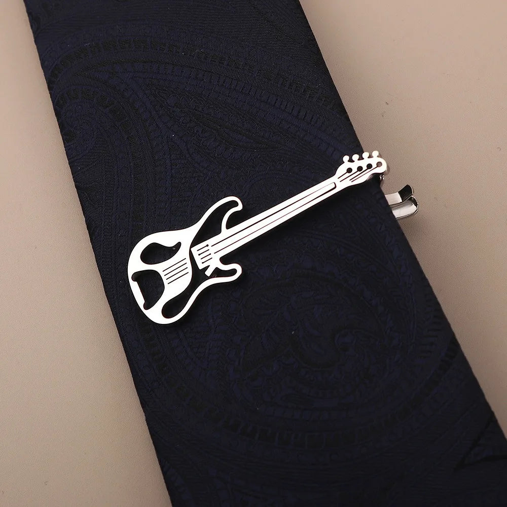 Treble Clef Guitar Tie Clip Titanium Steel Punk Music Note Pin Qme Style 10