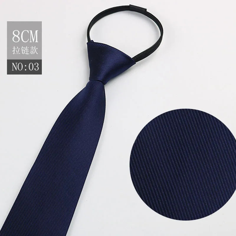 Zipper Ties Men Pre-tied Neck Tie Red Black Navy Blue Neckties Qme GRAY