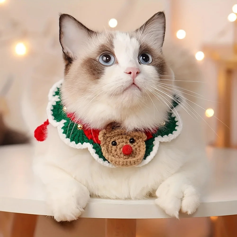 Christmas pet collars, cat scarves, Christmas decorations, bell ties, cute necklaces, woven outfits i Qme