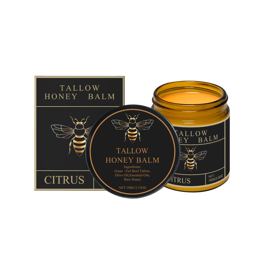Organic Grass-Fed Beef Tallow Balm With Honey Soothen Nourishing Dry Skin Improves Elasticity Moisturizing Cream For Soft Smooth Qme Citrus