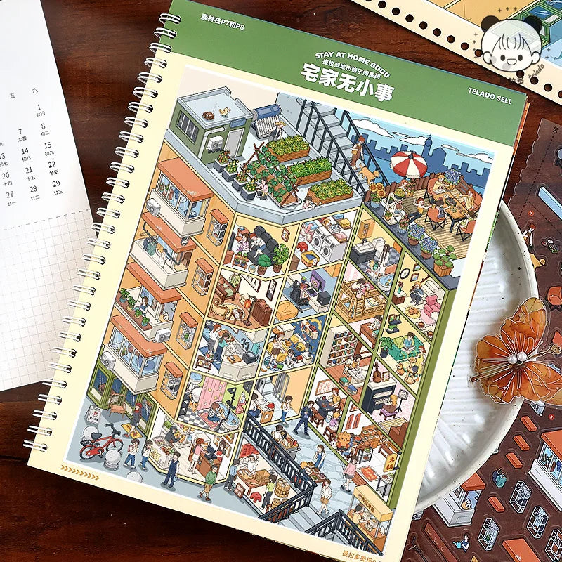Stress Relief Miniature Scene Sticker Book 9.0, Rich Materials for Organizing & Relaxing, High-Value for Collection & Gifting Qme