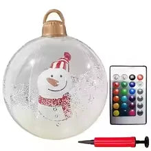 24 Inch Inflatable Christmas Balls Outdoor Christmas Decorations with Lights PVC Giant Inflatable Christmas Balls Holiday Decor Qme B-Shine 60cm