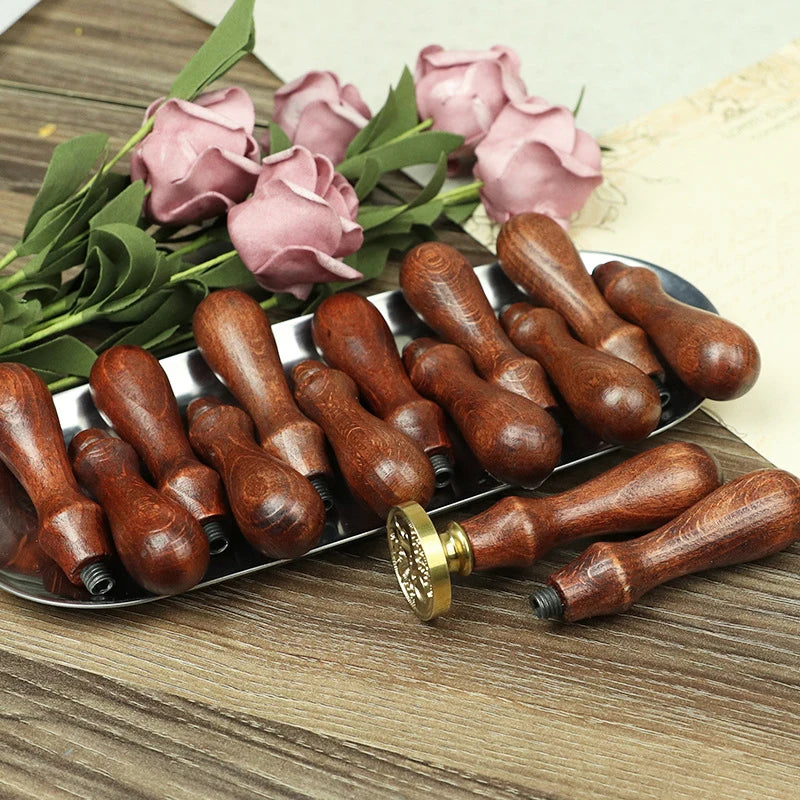 1 Pcs Lacquer Seal Wooden Handle DIY Handicraft Tool Retro Envelope Sealing Handle Wax Tool 8X2cm Roller Stamp Decoration Qme