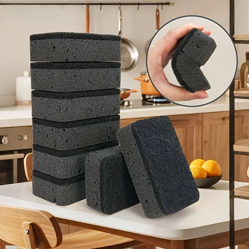 Double Sided Kitchen Sponge Black Seaweed Dishwashing Sponge for Pot Pan Cleaning Qme