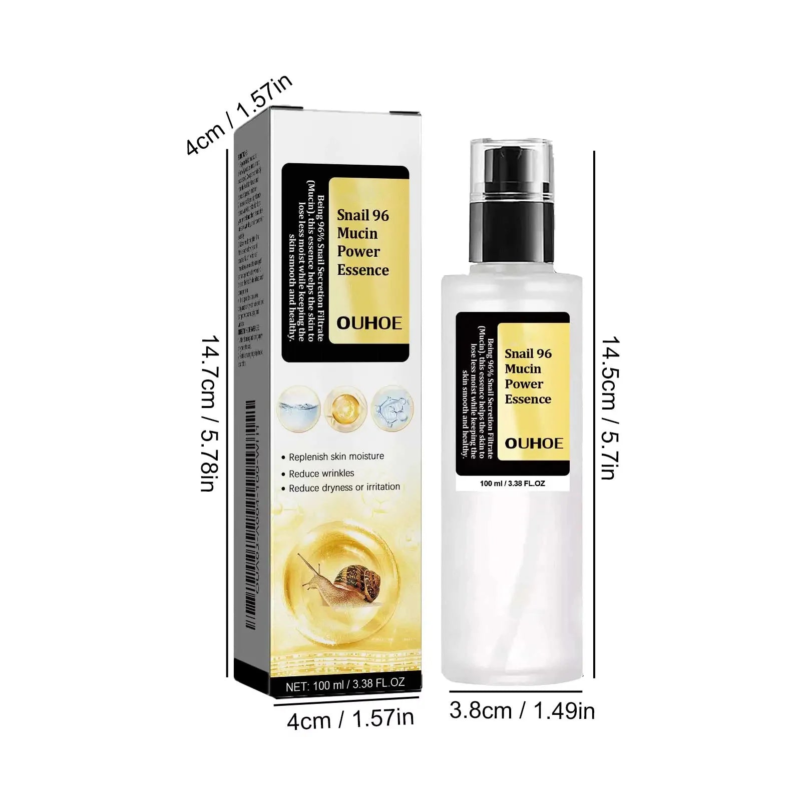 Snail Mucin Peptide Essence,Hyaluronic Acid Skin Repair Serum,Lightens Wrinkles And Dark Spots,Face Moisturizing and Hydrating Qme