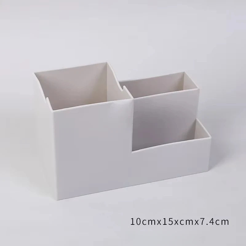Multi-function Desktop Pen Holder School Supplies Storage Case Colorful Plastic Box Office Desk Accessories Pencil Organizer Qme Grey