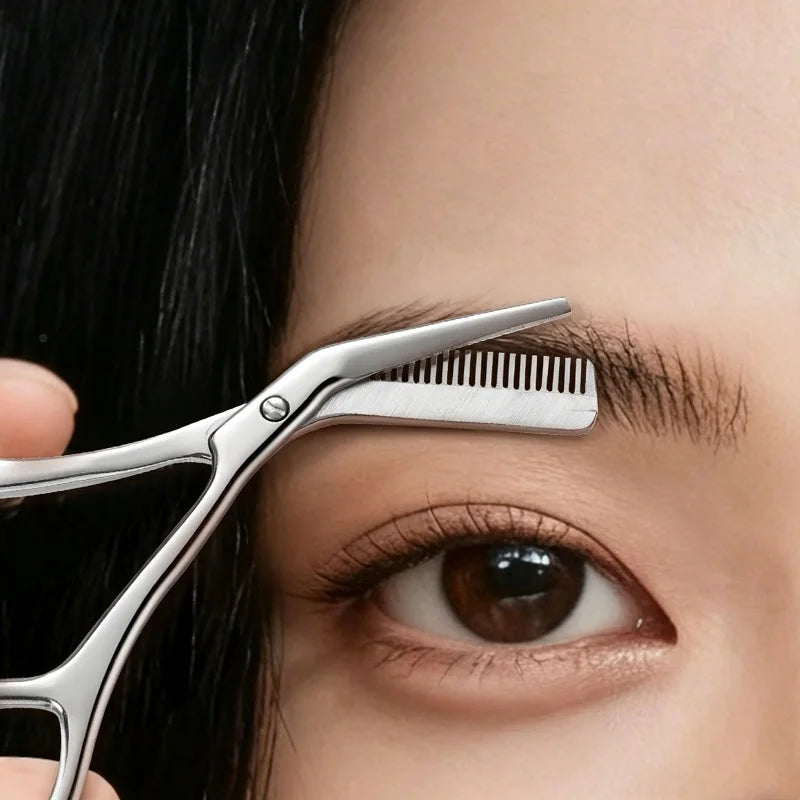 Stainless Steel Eyebrow Trimmer Scissors Precision Grooming Tool Men Qme
