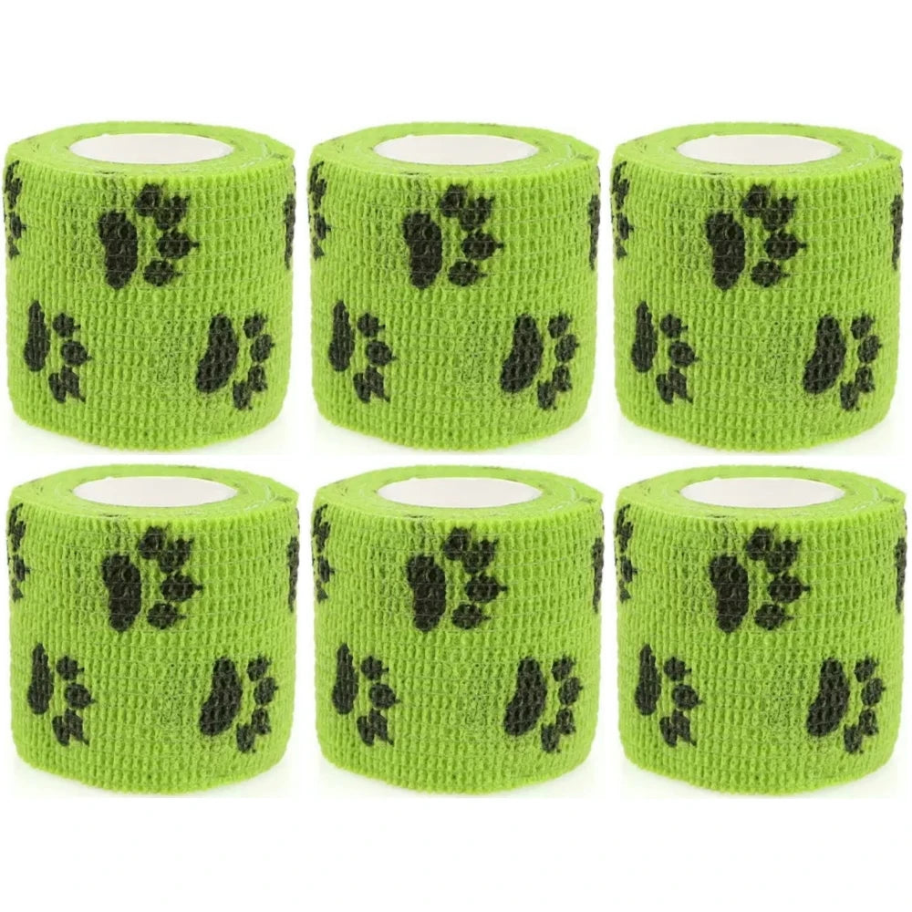 6/12PCS Gauze Bandage Self-adhesive Breathable Elastic Bandages for Nail Tattoo Art Sports Fixing Finger Wrist Leg Qme 6 Green Claw