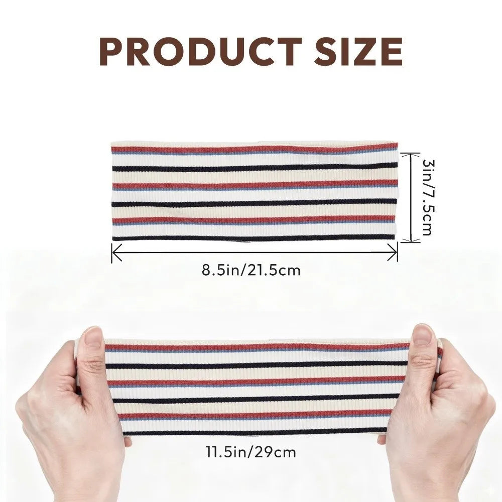 Sweet Elastic Striped Headband Wide Band Non Slip Sports Headwrap Soft Breathable Yoga Hairband Pilates Qme