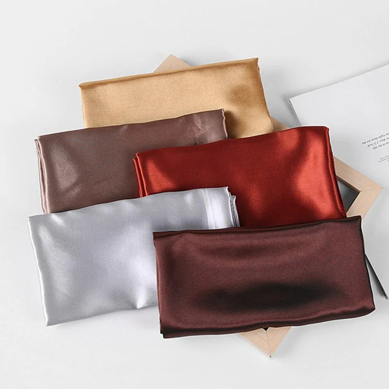 90 Big Headwraps Solid Colors Neckerchief Hijab Women Satin Headband Qme